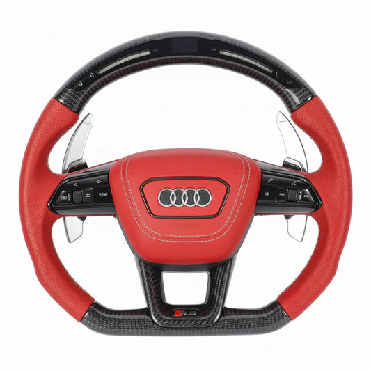 2010-2021 Audi RS6 / RS7 / RSQ8 Style Carbon Fiber Steering Wheel - Customizable